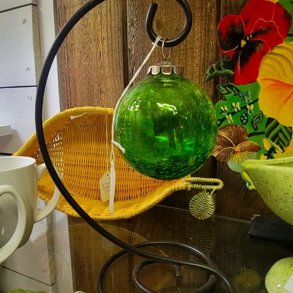 Crackle Glass Ornament and Stand